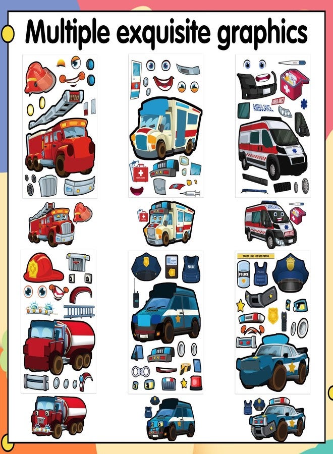 TAKEALOOKO 30 Sheets Make A First Responder Rescue Vehicle Stickers - Make Your Own Police Car Fire Engine Truck Ambulance Sticker for DIY Craft Party Favor Supplies - Image 4
